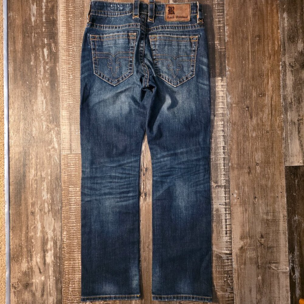 Men's Rock Revival Tommy Straight Leg Blue Jeans Size 30 - Picture 5 of 13